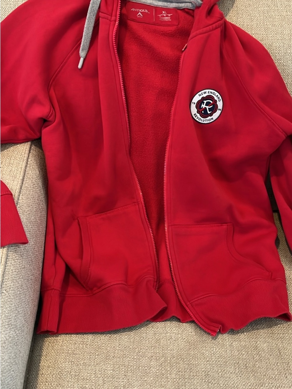 Antigua Adult Red Full-Zip Hoodie - New England Revolution Logo